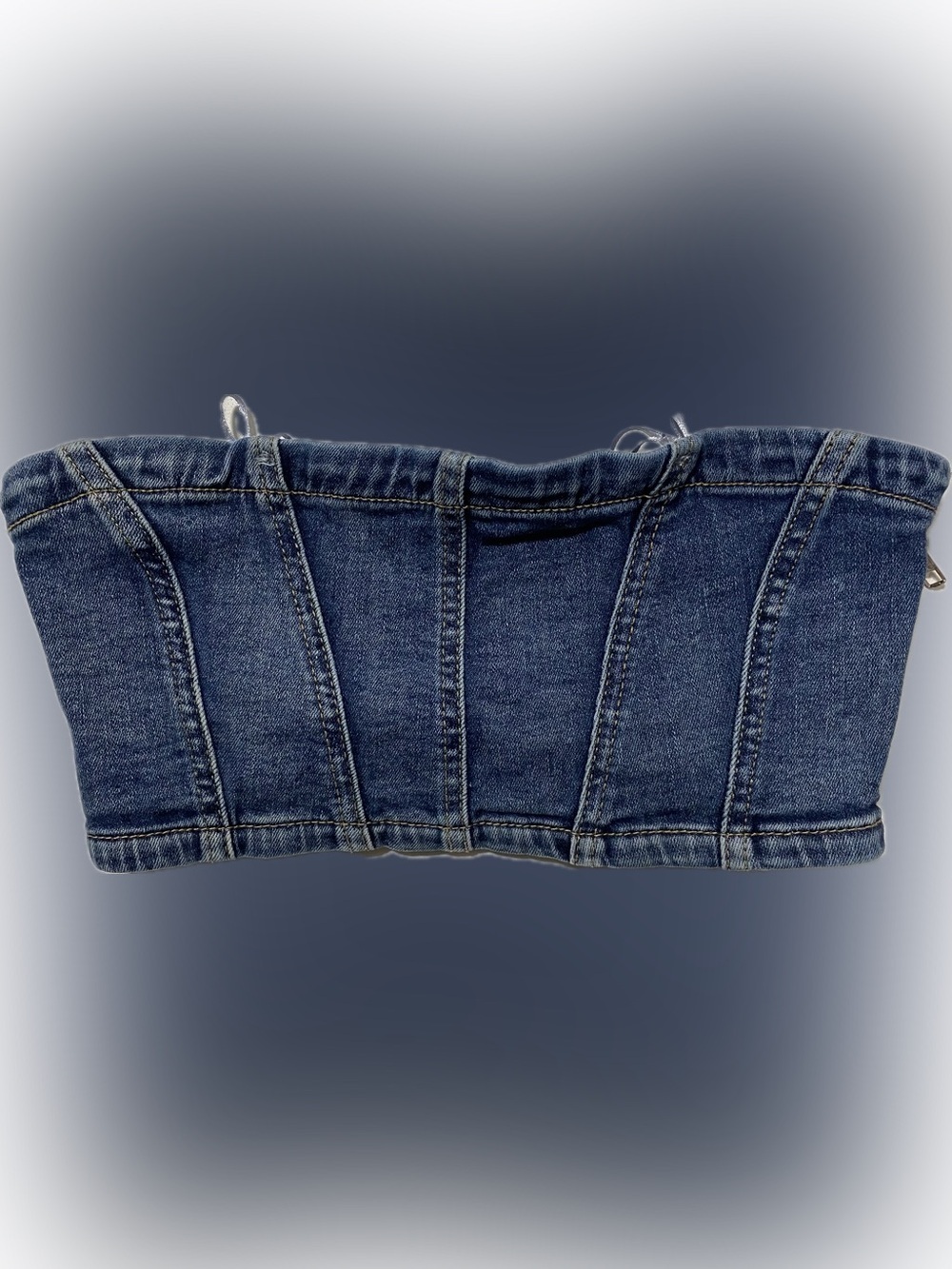 Denim Corset Crop Top - Blue
